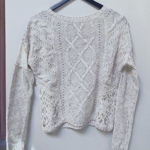 Hollister Beige Sweater with Lace Detail - Size S